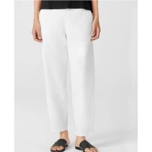 Eileen Fisher Silk Zip-Front Straight Leg Pants Bone Petite Large EUC/GUC